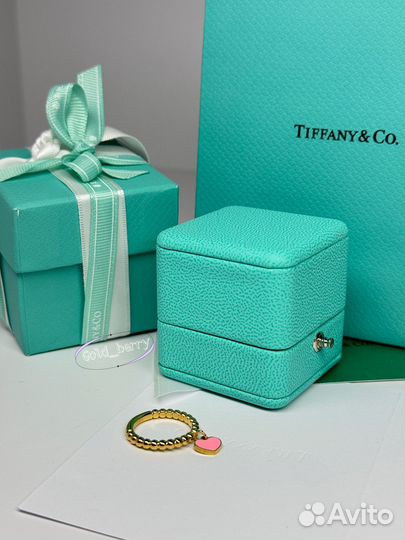 Кольцо сердце tiffany с коробкой