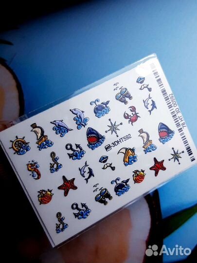 Слайдеры для ногтей, лягушки, камыши,рыбки