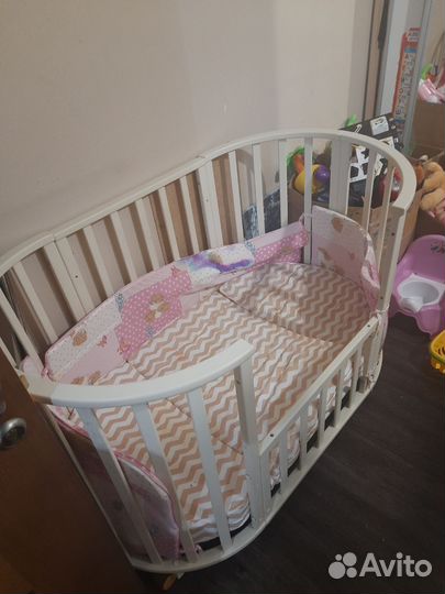 Детская кроватка трансформер с маятником