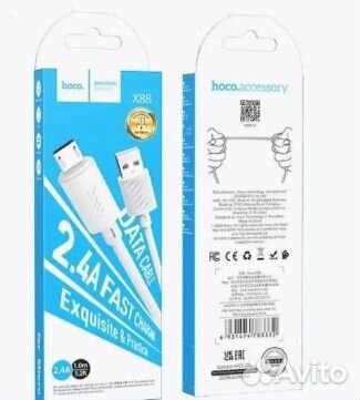 Кабель оптом. USB hoco X88, microusb, 2.4А, 1 м