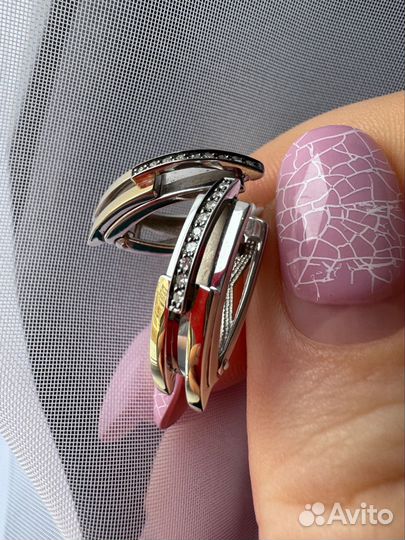 Серьги белое золото бриллианты дорожка