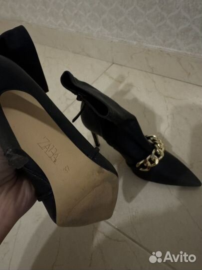Ботильоны zara 37 натуральная кожа