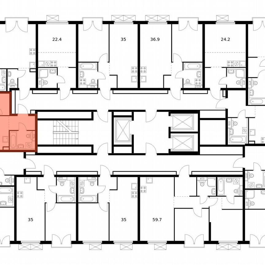 1-к. квартира, 36,8 м², 3/24 эт.