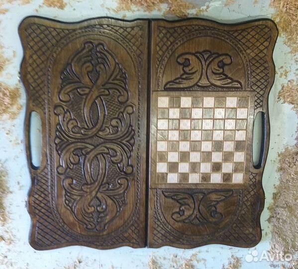 Шахматы нарды шашки ручной работы