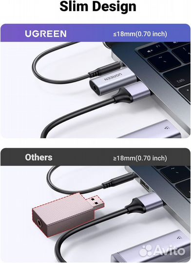 Карта звуковая USB 2.0 - адаптер для микрофона, ау