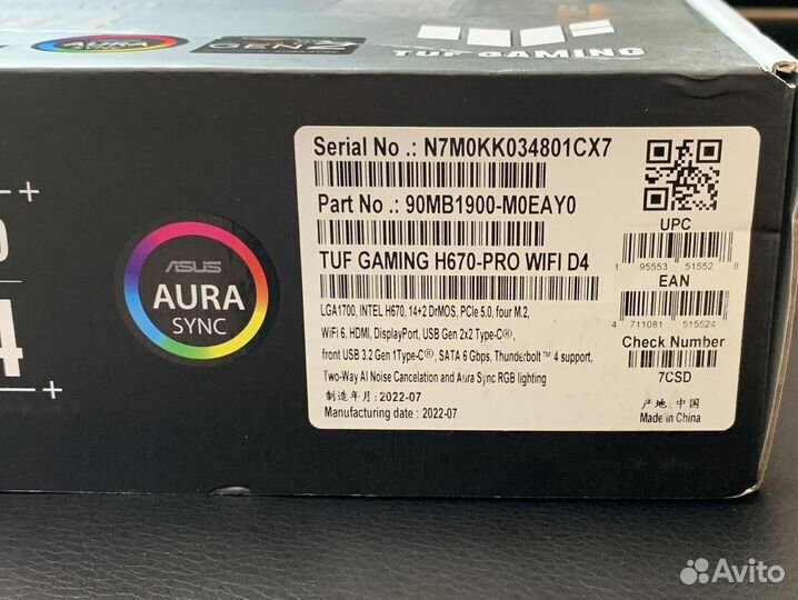 Материнская плата Asus tuf h670-pro wifi d4 (нов)