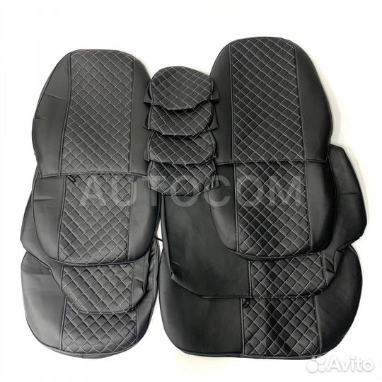 Чехлы сидений эко-кожа ваз 2111,2112 серый ромб