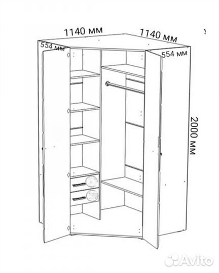 Новый шкаф угловой 1140*1140