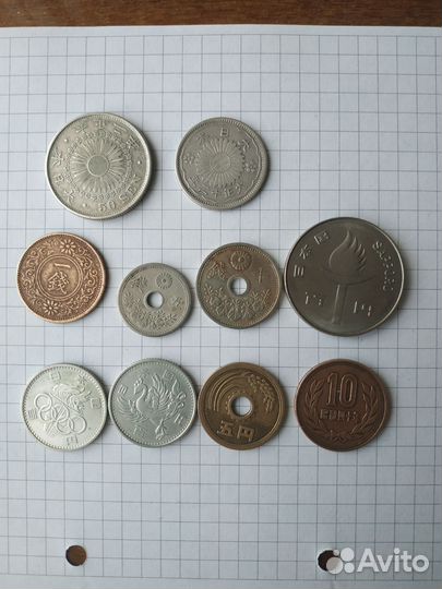 Монеты японии начало и середина прошлого века