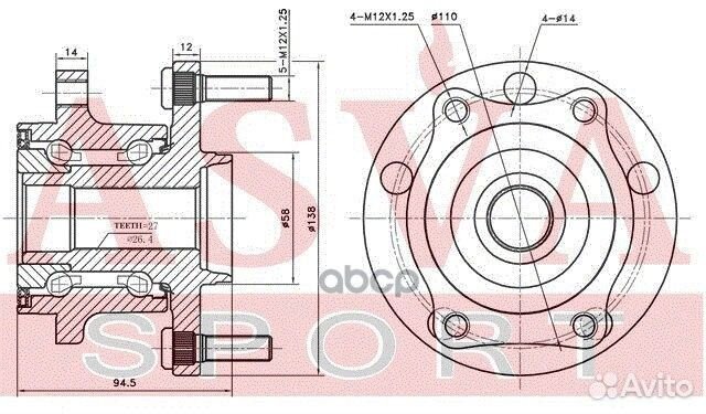 Ступица колеса зад sbwhb9MR asva