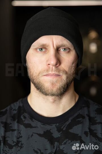 Шапка флисовая с отворотом, чёрная