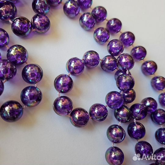 Бусы нитка фиолетовые длинные винтаж 1960-70е