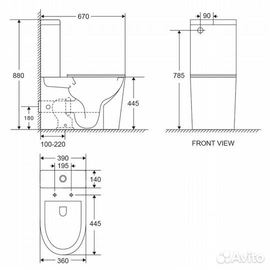 Унитаз напольный WeltWasser WW Salzbach 011 XL GL-WT 10000013372 белый, безободковый, с бачком, с кр
