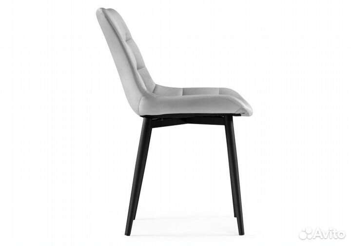 Стул на металлокаркасе Челси велюр светло-серый - черный