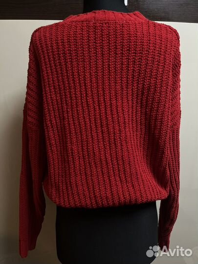 Свитер женский оверсайз бордовый теплый