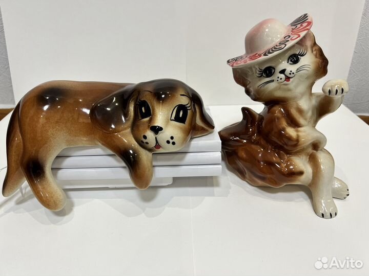 Керамические статуэтки Кошка, Собака