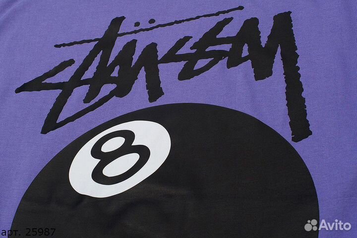 Футболка Stussy 8 ball фиолетовая