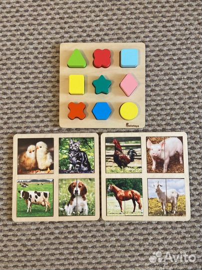 Сортер и пазлы-половинки деревянные