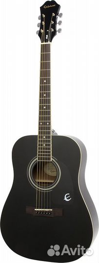 Epiphone DR-100 Ebony, Акустическая гитара, цвет черный, материал корпуса - ель (верхняя дека) и мах