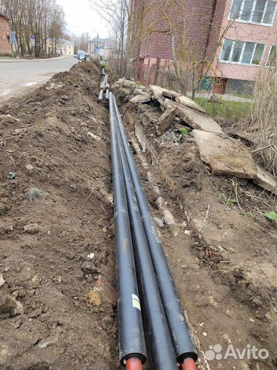 Миниэкскаватор, копка траншей, септик