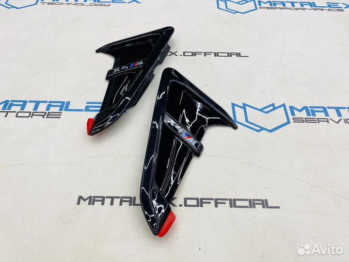 Жабры в крылья BMW X4 G02, М стиль, черный глянец