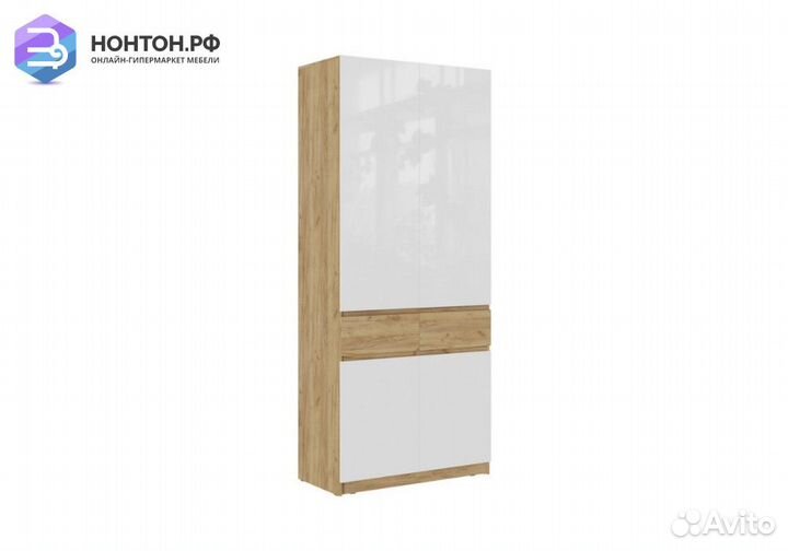 Шкаф 2-створчатый Бостон белый глянец / дуб крафт