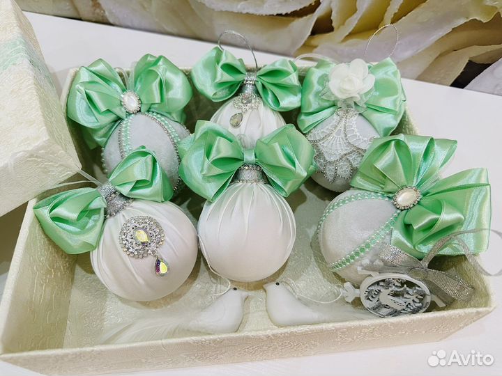 Елочные шарики 80 мм ручной работы