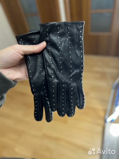 Перчатки женские кожаные новые s