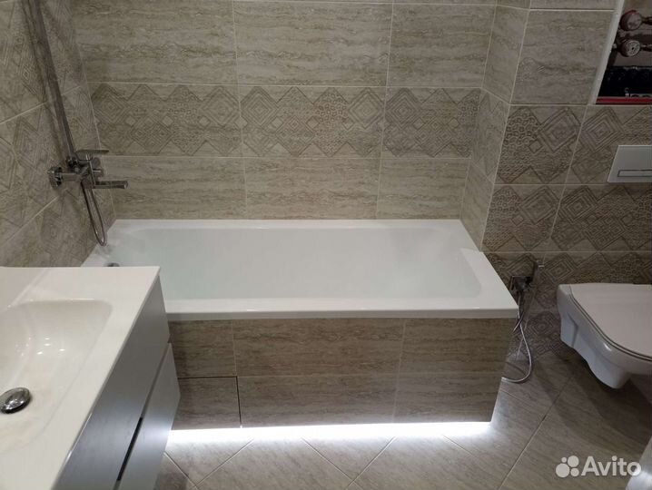 Ремонт в ванной,санузле под ключ,укладка кафеля