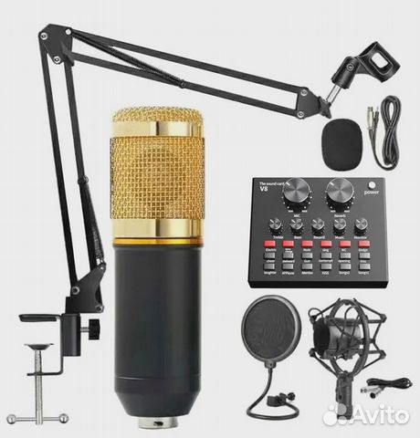 Микрофон bm800 + звуковая карта v8