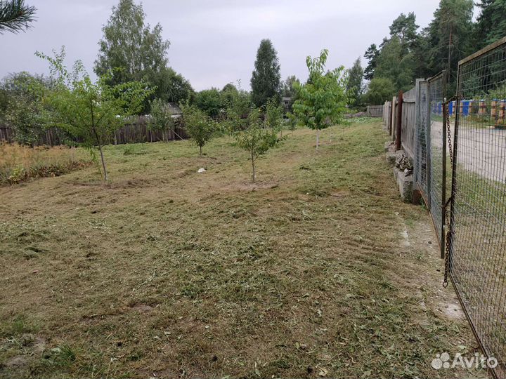 Покос травы триммером