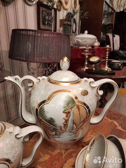 Шикарный Сервиз чайный. винтаж.ссср.живопись