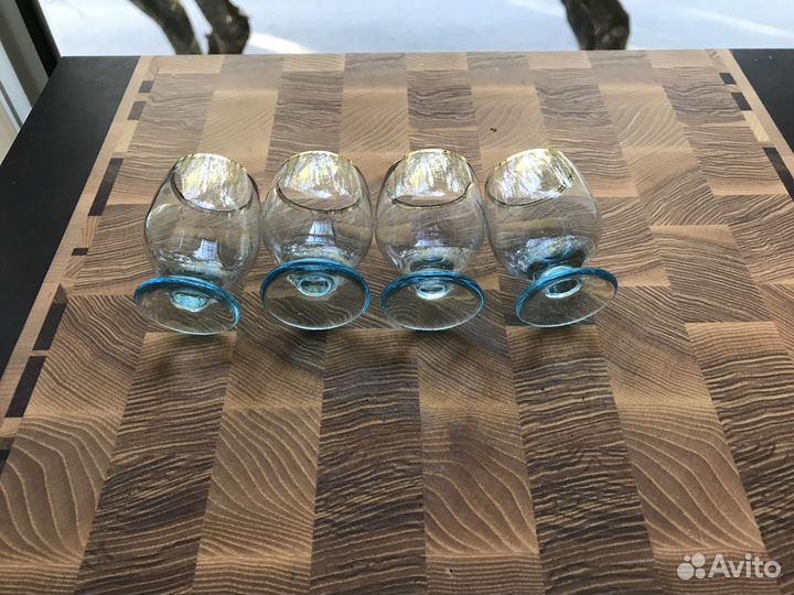 Винтаж Набор графин + 4 рюмочки купоросное стекло