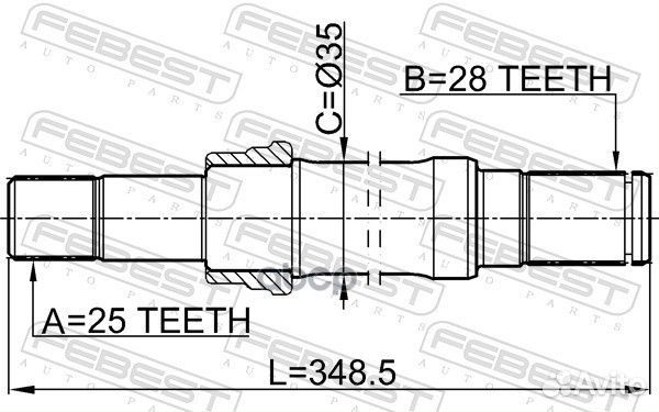 Полуось правая 25x350x28 (chery tiggo T11 2006)