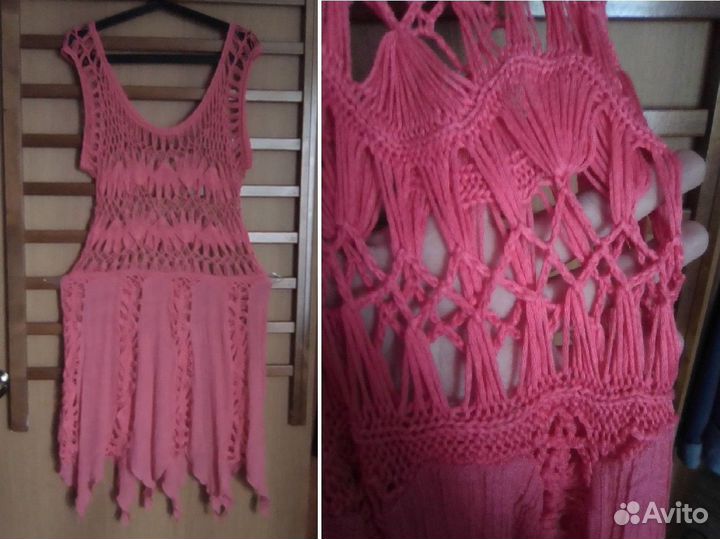 Платье сетка пляжное р 46-60 хлопок