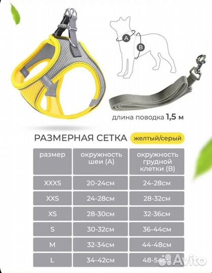 Шлейка для маленьких собак и крупных кошек