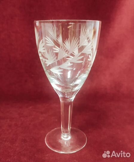 Бокалы для вина, 9шт.,стекло СССР алмазная насечка