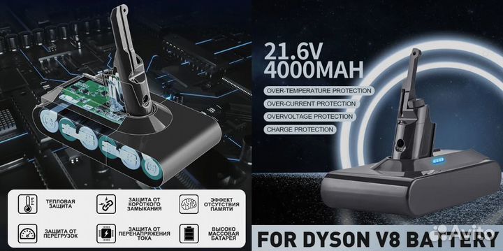 Аккумулятор для Dyson V8, Absolute, Animal (SV10)