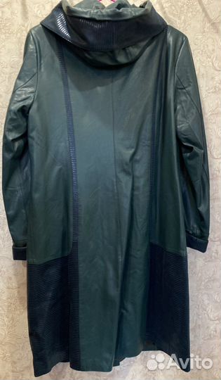Кожаный плащ женский 50