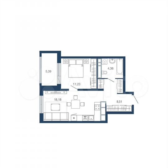 1-к. квартира, 47,7 м², 3/22 эт.