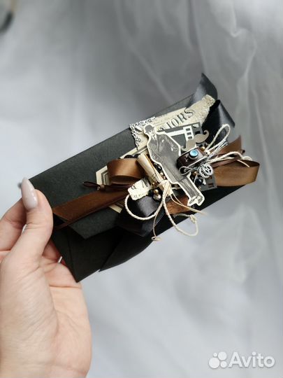 Мужской конверт для денег ручной работы 8* 16 см