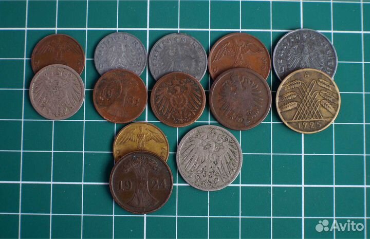 13 монет пфенниги Германия 1874 - 1943 гг
