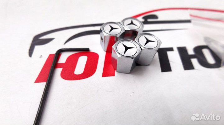 Колпачки на ниппель Mercedes Benz classic хром с