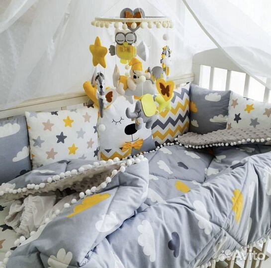 Бортики в детскую кроватку 12 подушек