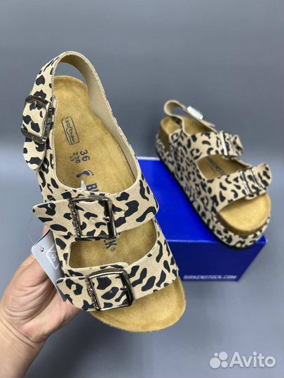 Сандалии замшевые Birkenstock «леопардовые»