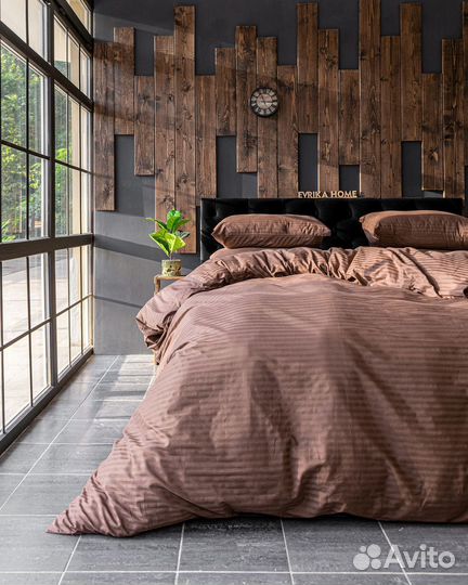 Постельное белье Софи Шоколад новое страйп-сатин