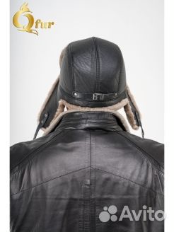 Мужская кожаная зимняя шапка с мехом