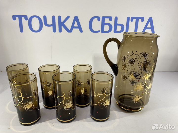 Набор для воды Богемия чехия цветное стекло