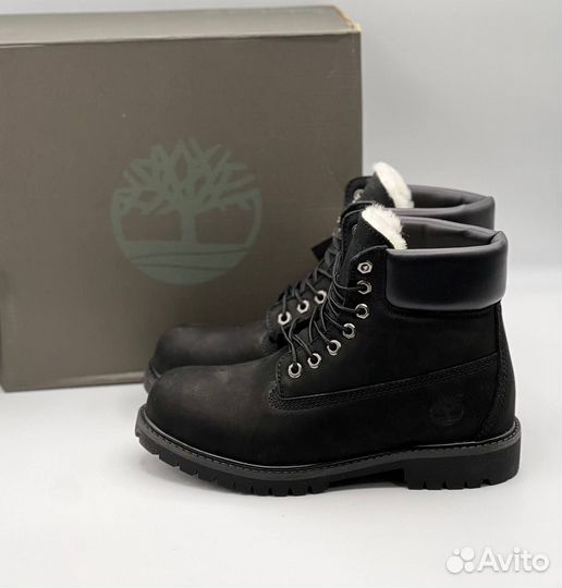 Теплые ботинки Timberland Черные с мехом