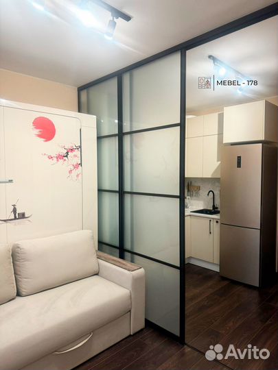 Перегородка раздвижная из матового стекла